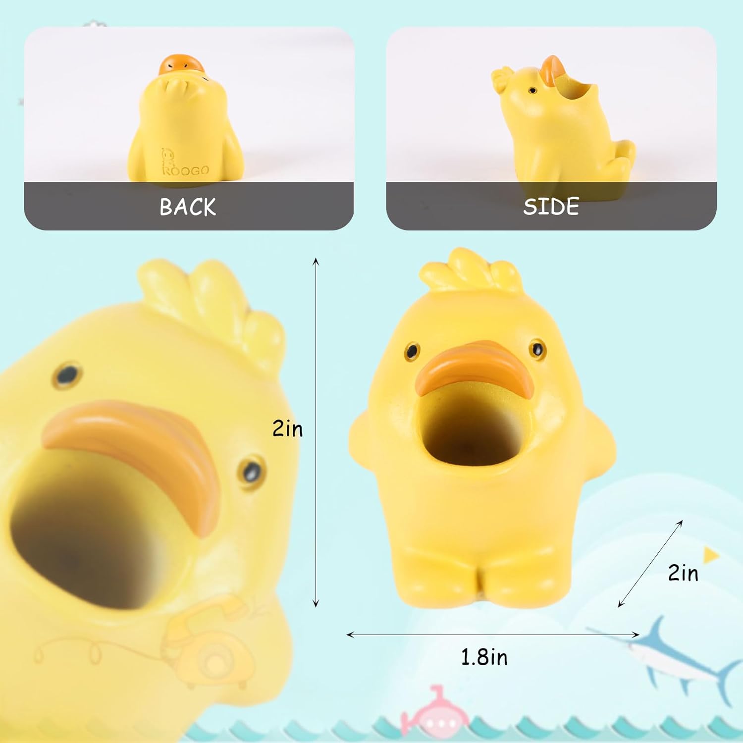 ADORABLE RESIN TOOTHBRUSH HOLDER - CUTE DUCK PEN PENCIL