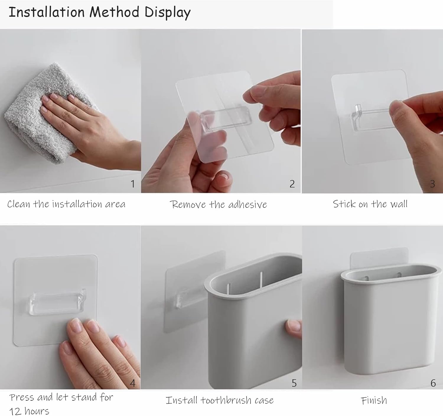 kulusionWall-Mounted Toothbrush Holder Easy-Hang Durable Space-Saving Grey