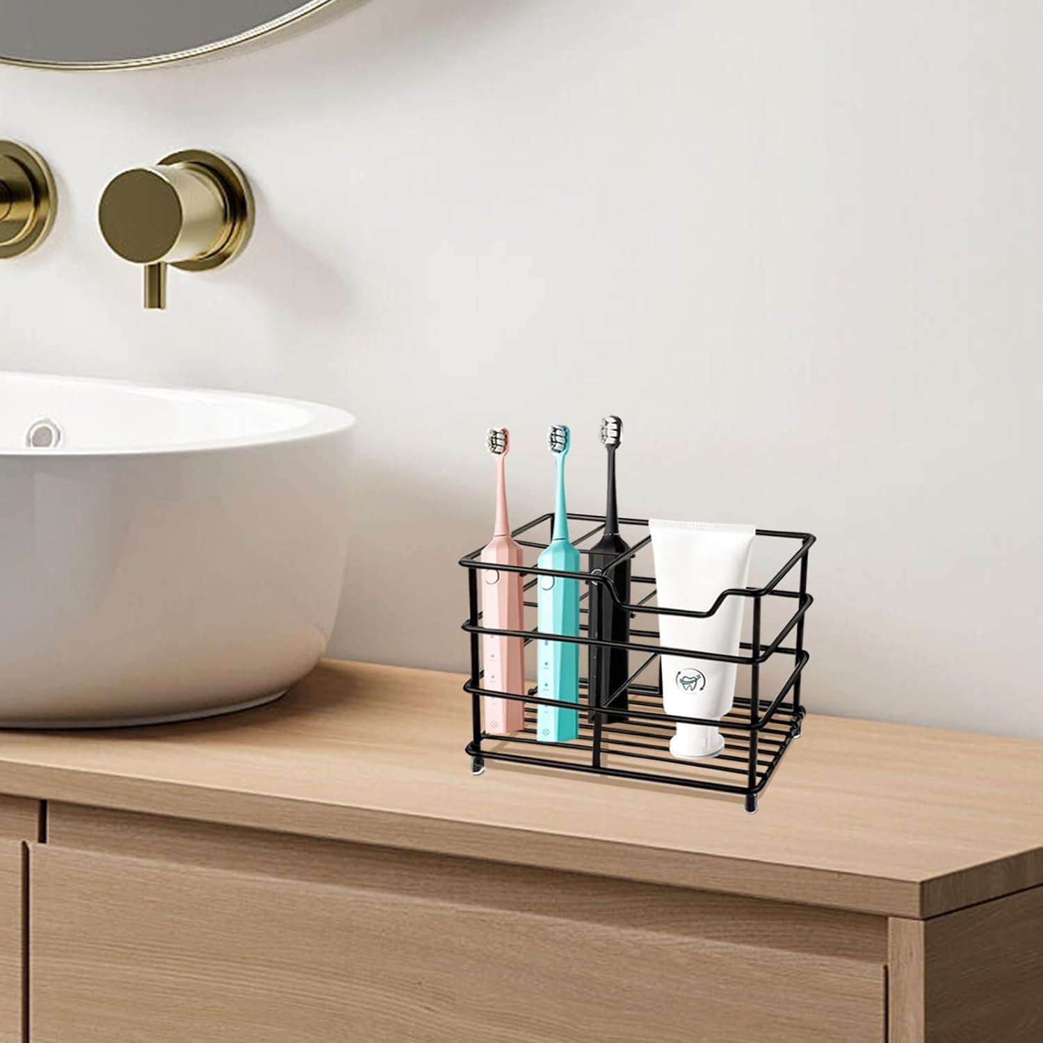 Modern Black Stainless Steel Toothbrush Holder