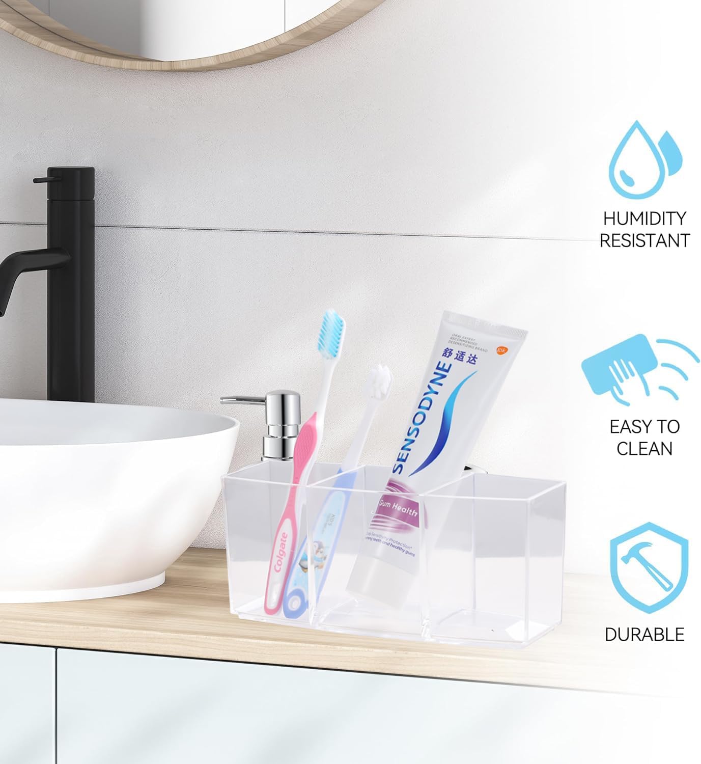 3 Slot Clear Toothbrush Holder IKWZ