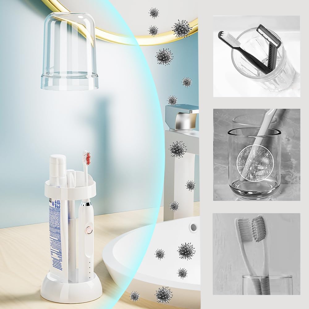 Iosjeude Toothbrush Holder with Cover 3 Slots Electric