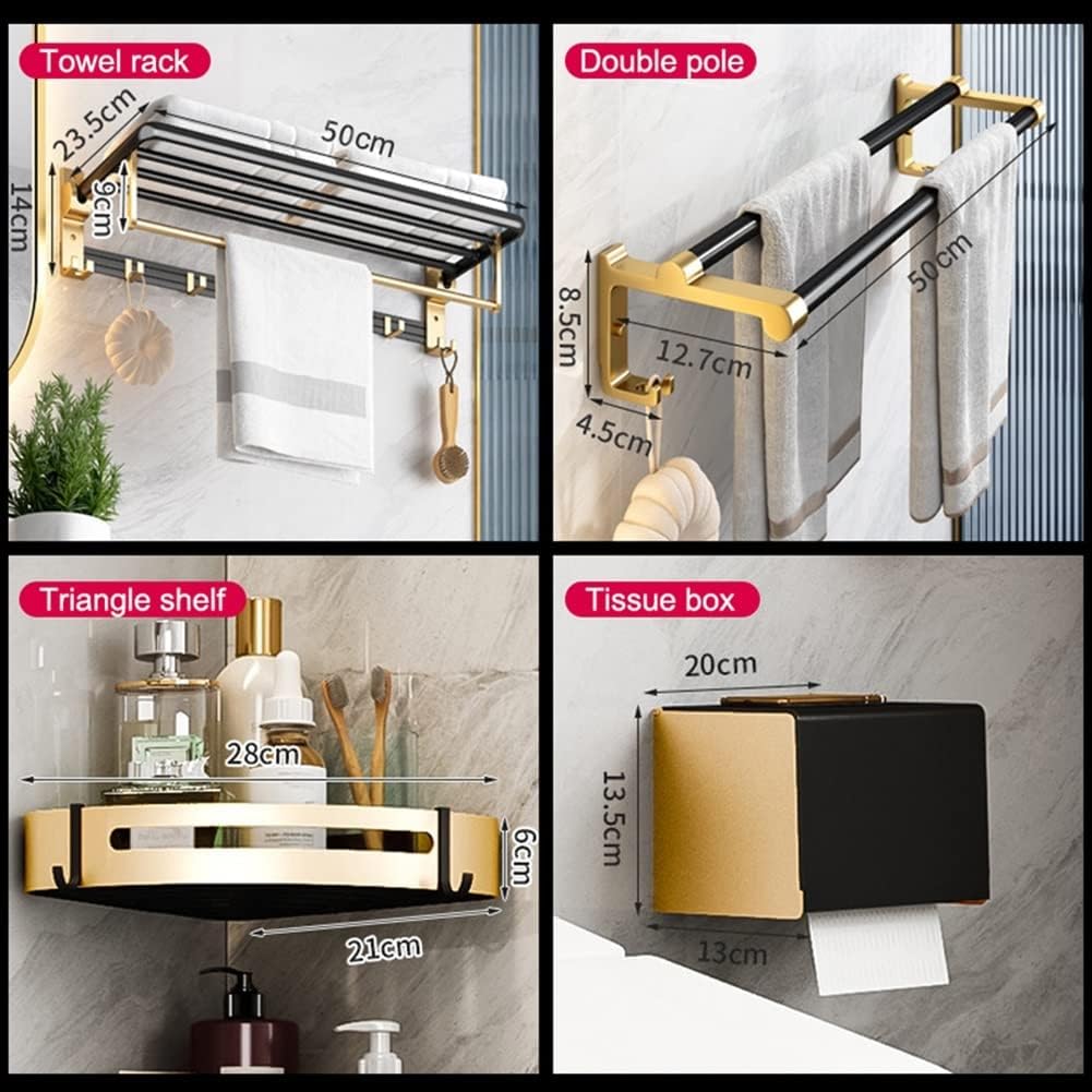 Black Gold Aluminum Shower Caddy with Triangle Shelf