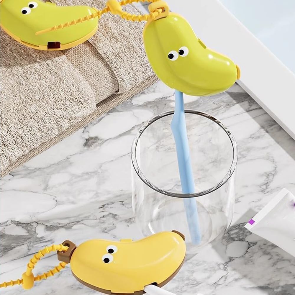 Banana-Theme Toothbrush Cover with Dispenser