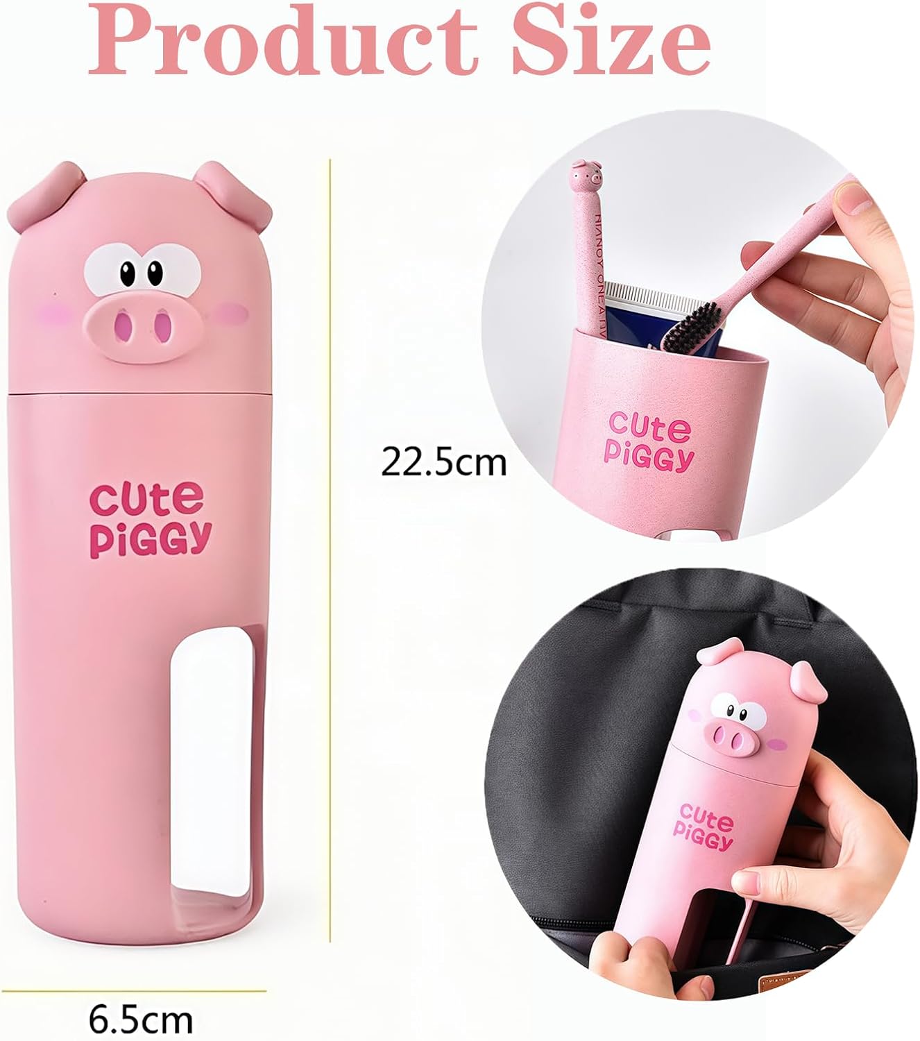 Cute and Functional Vspek Travel Toothbrush Holder with Pink Pig Design