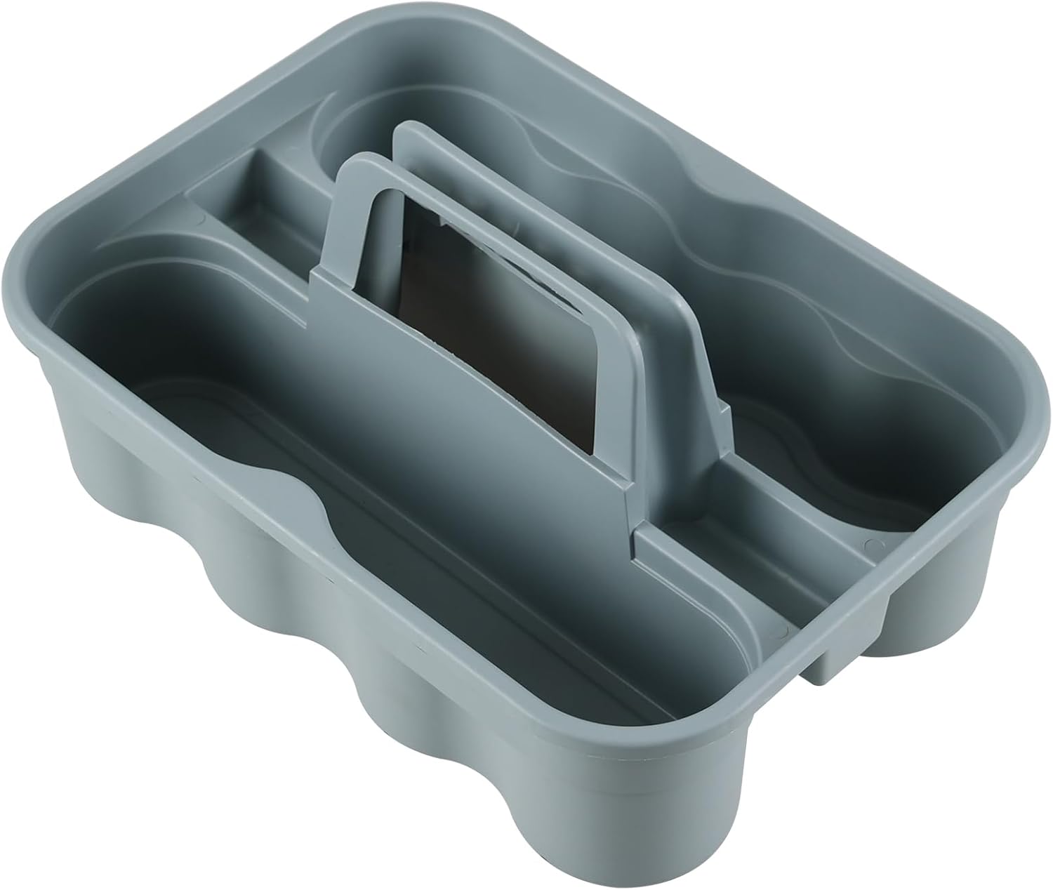4-Pack 2-Compartment Plastic Cleaning Caddy Grey with Handle