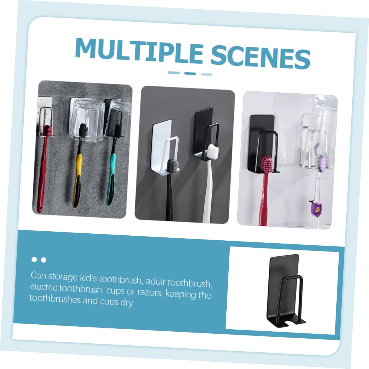 PrettyZoom 2-Piece Wall Mount Toothbrush Holders Stainless Steel Easy Install