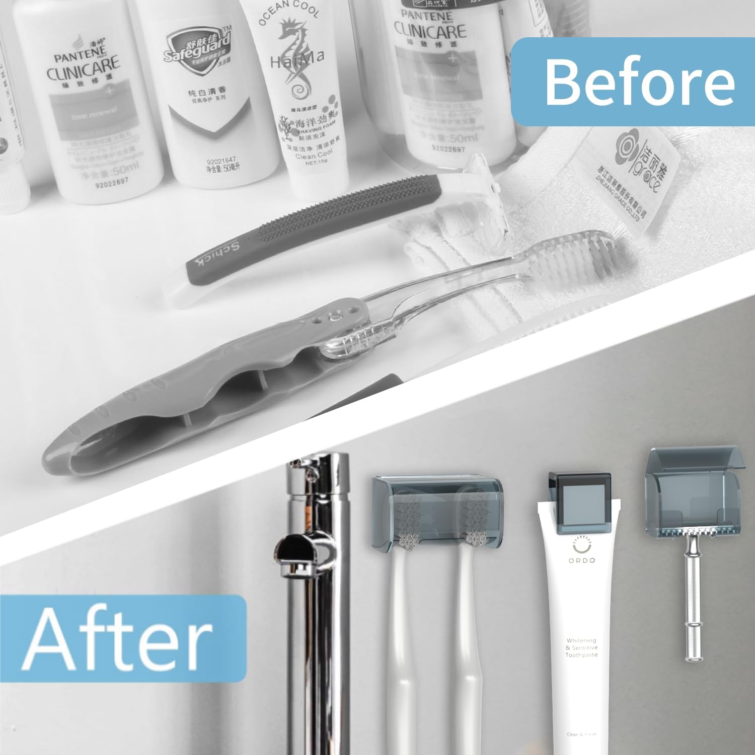 High-Quality 3-Pack Wall-Mounted Toothbrush Razor Holder
