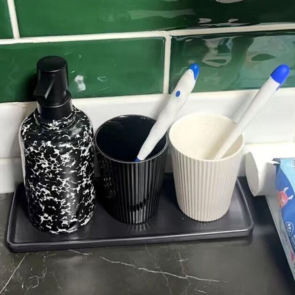 Stylish Bulk-Proof Vertical Stripe Toothbrush Cup Perfect for Morning Coffee