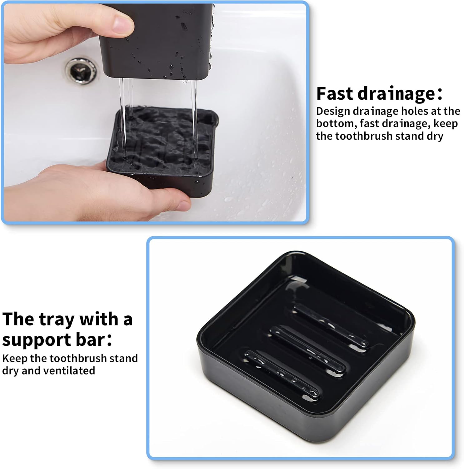 Small Black Bamboo Toothbrush Holder Set