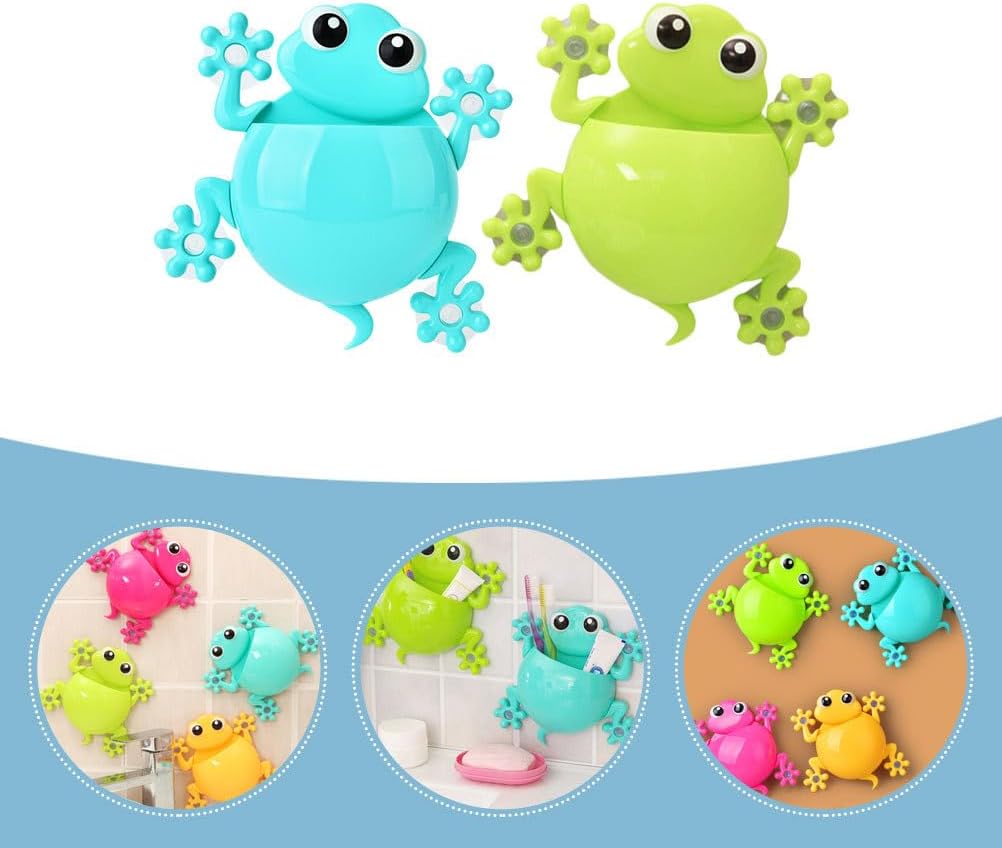 Zerodeko 2pc Cute Frog Tooth Brush Holder Storage for Kids