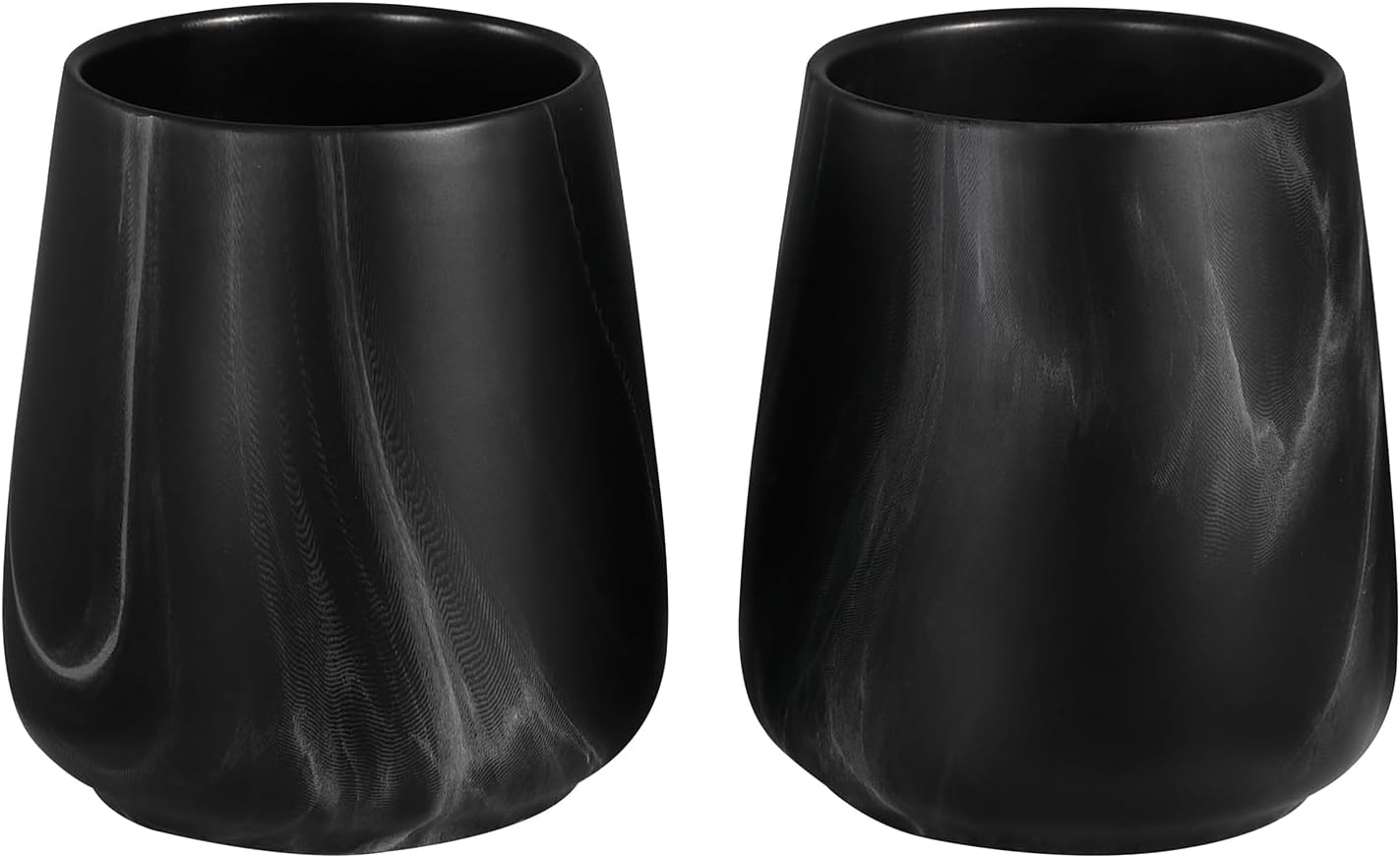 2Pcs Toothbrush Holder Set - Marble Black Ceramic