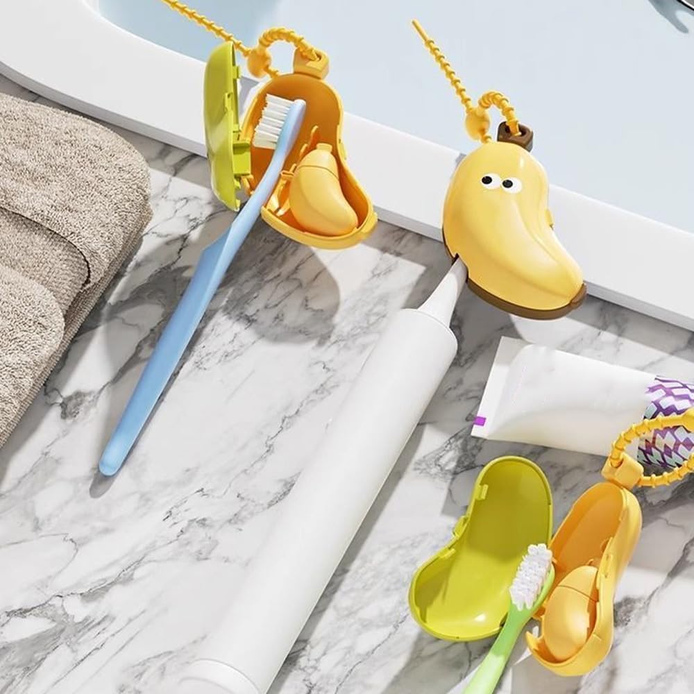 Banana-Theme Toothbrush Cover with Dispenser