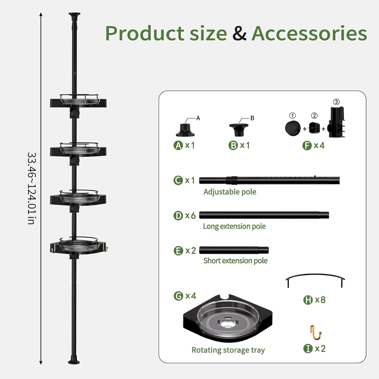 YCIADONE Corner Showers Tension Pole Bathroom Organizer
