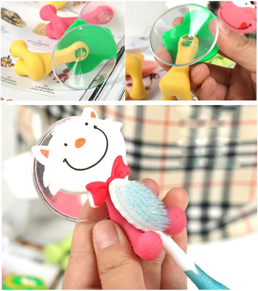 Funny Tool Wall Mounted Suction Cup Toothbrush Holder Set 5 Animals