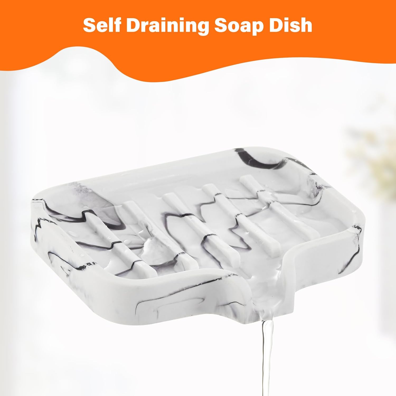Sturdy Marble-Style Toothbrush Soap Holder Set