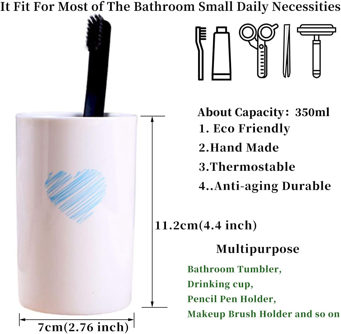 Stylish Ceramic Tumbler Cup for Toothbrush More
