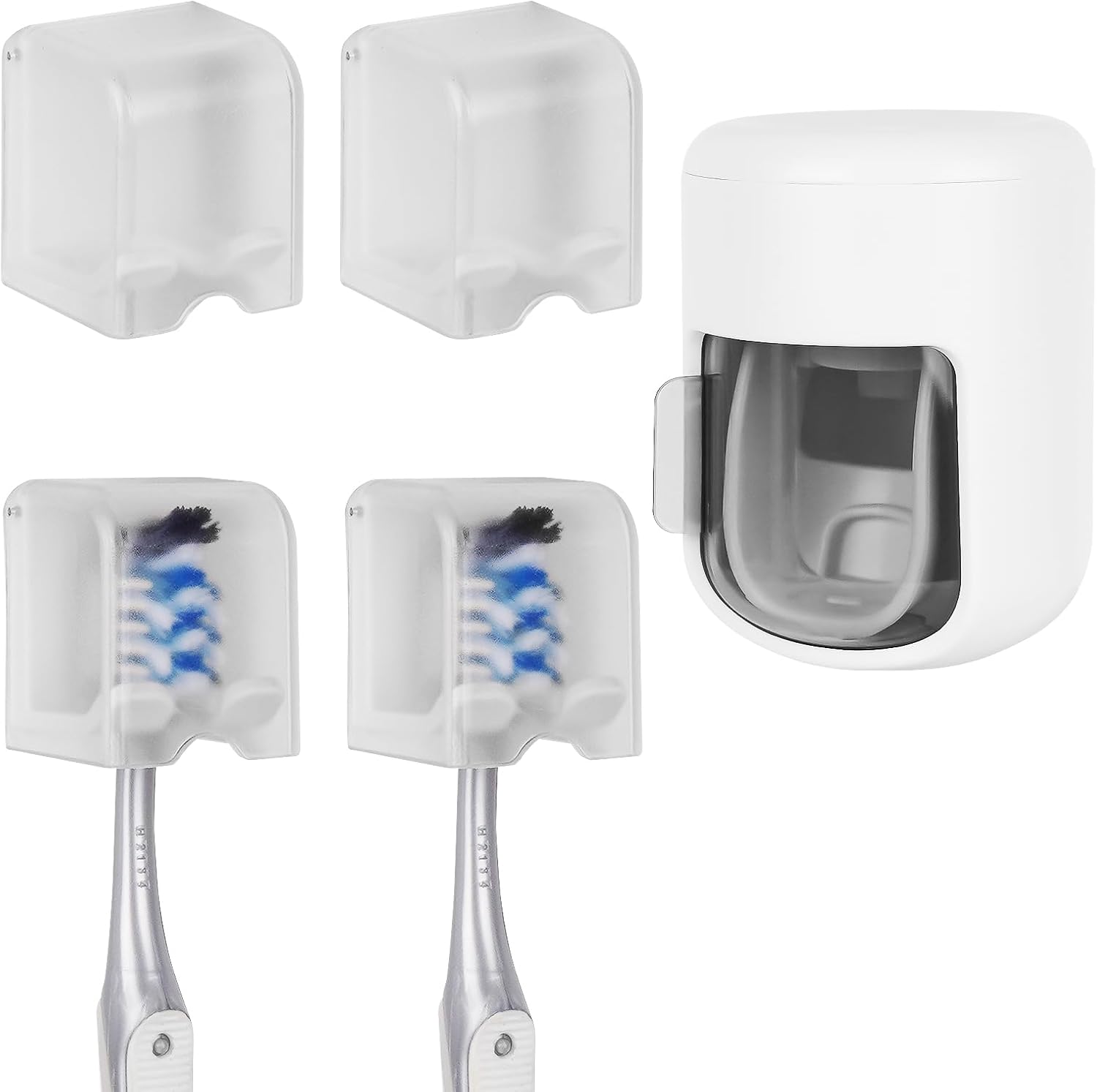 4 Pack Wall Mounted Toothbrush Holder with Cover