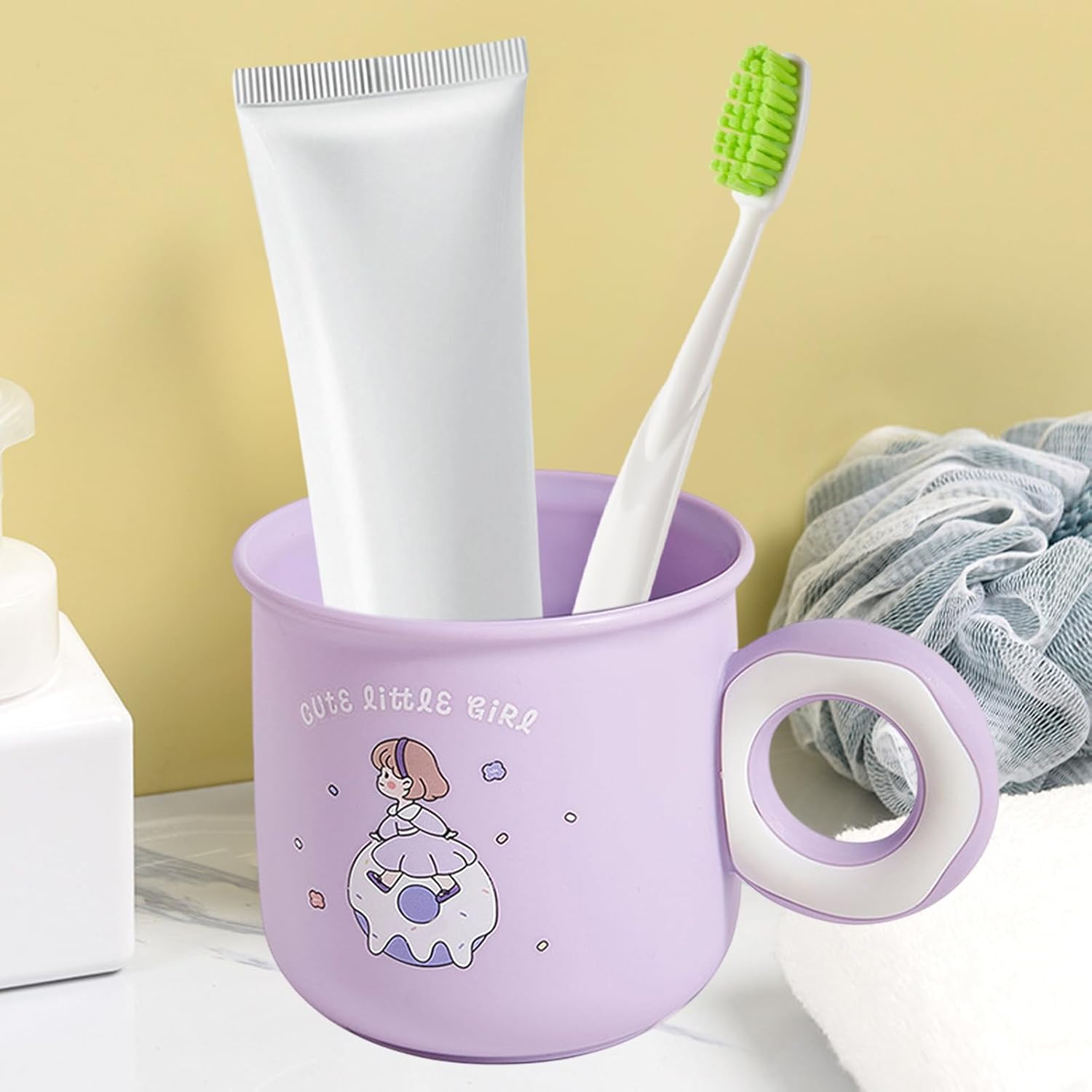 Cute Toothbrush Holder Cup with Donut Handle