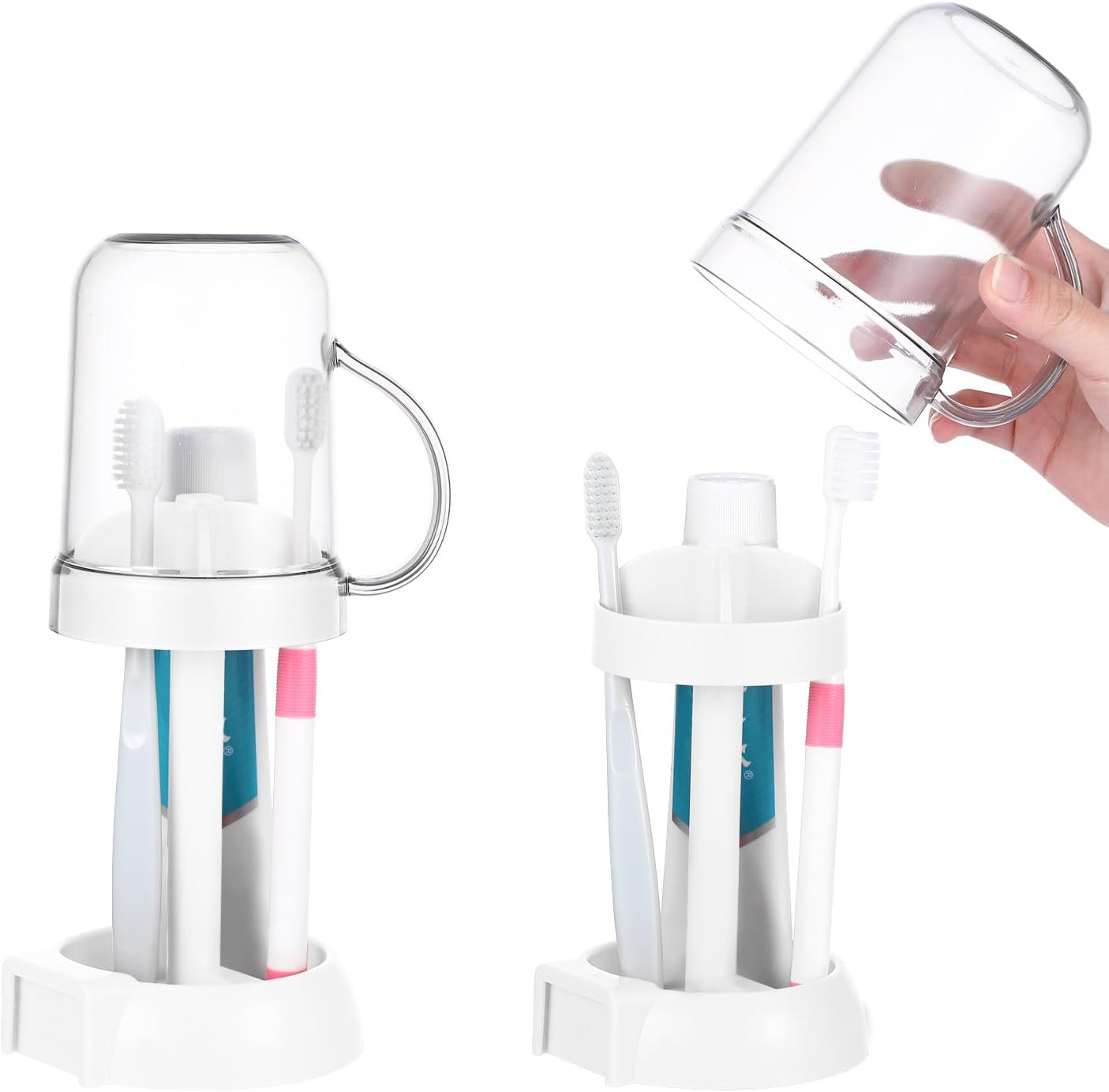 Durable Travel Tooth Brush Holder with Cup Cover for Bathroom