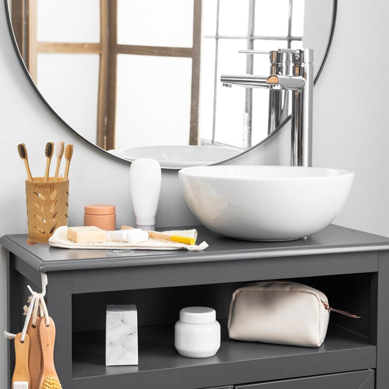 Bamboo Toothbrush Holder - Quick Drying Single-Piece Design
