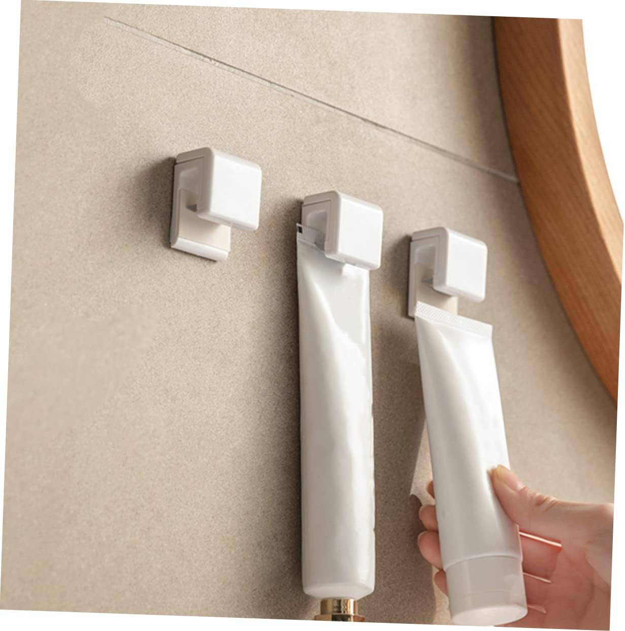2pcs Self-Adhesive Toothpaste Storage Clip for Bathroom Organizer