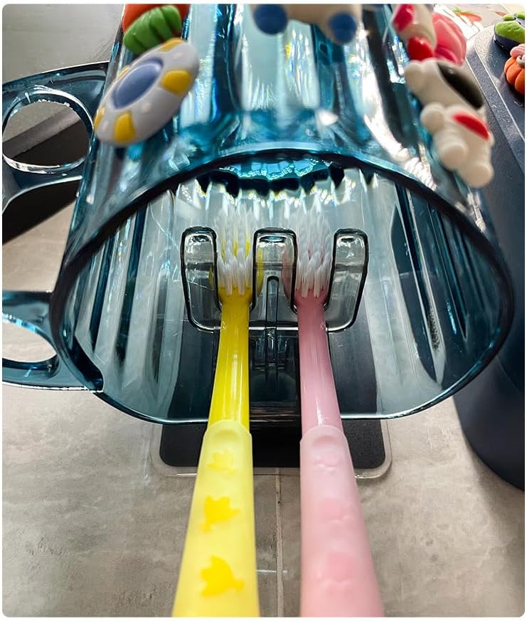 Bathroom Set with giggles - 2 Pc - Touchless Toothpaste Dispenser