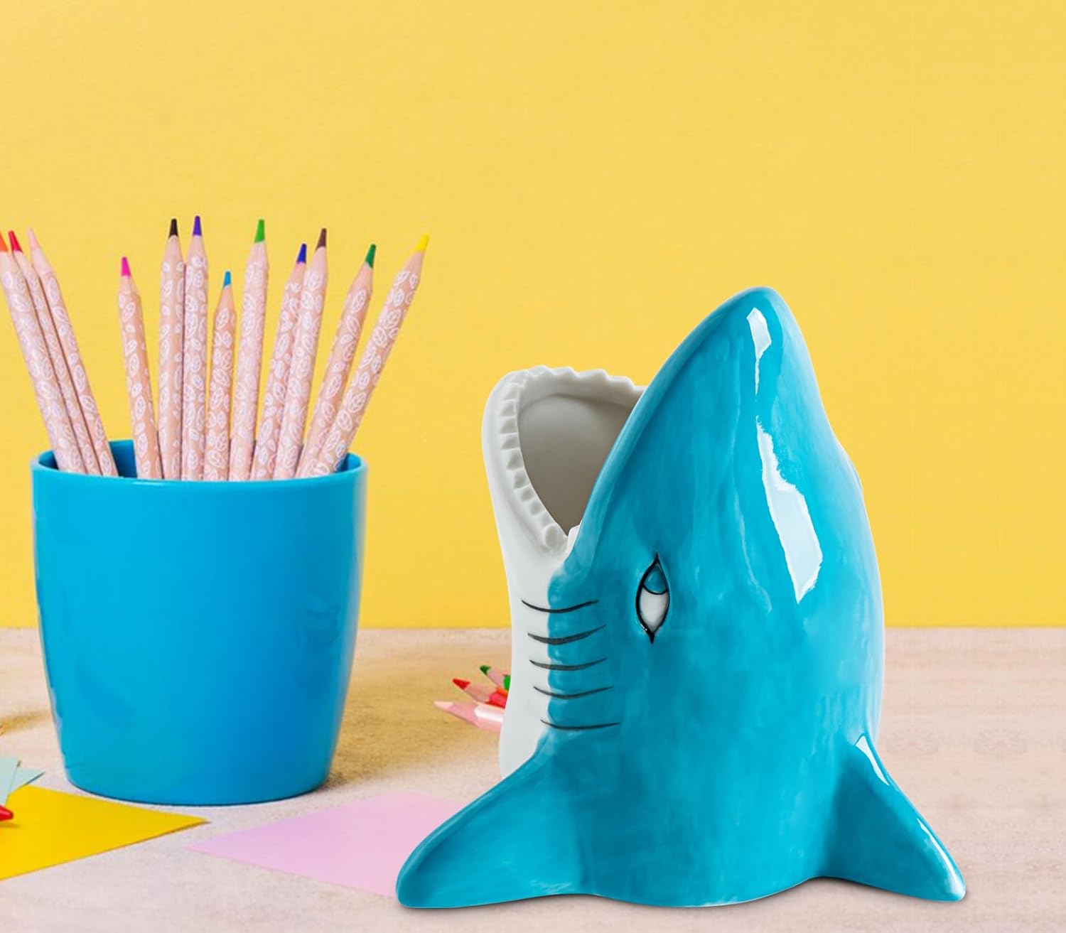 Cute Kid Toothbrush Holder for Kids - Big Mouth Shark Tooth Brush Organizer