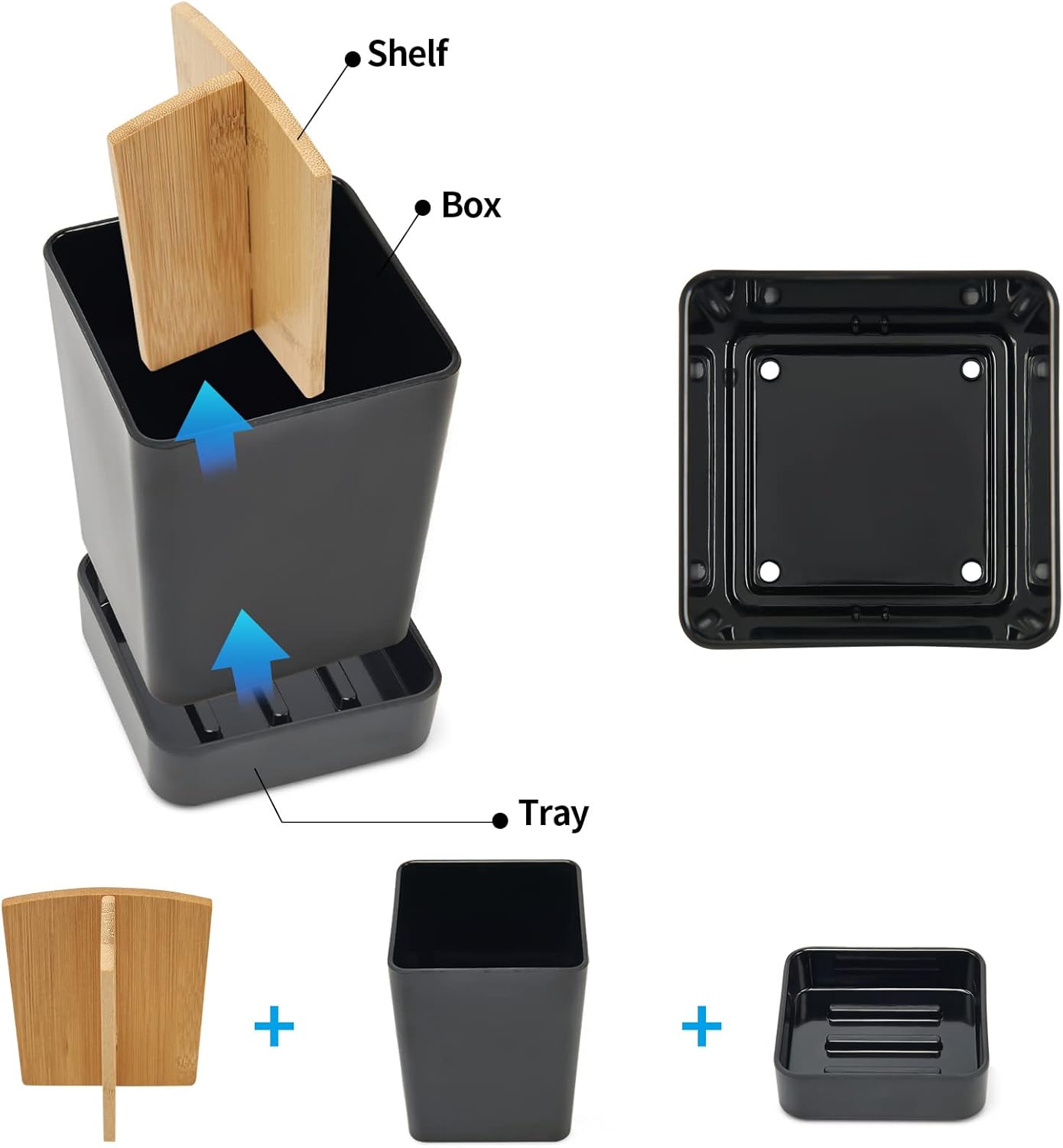 Small Black Bamboo Toothbrush Holder Set