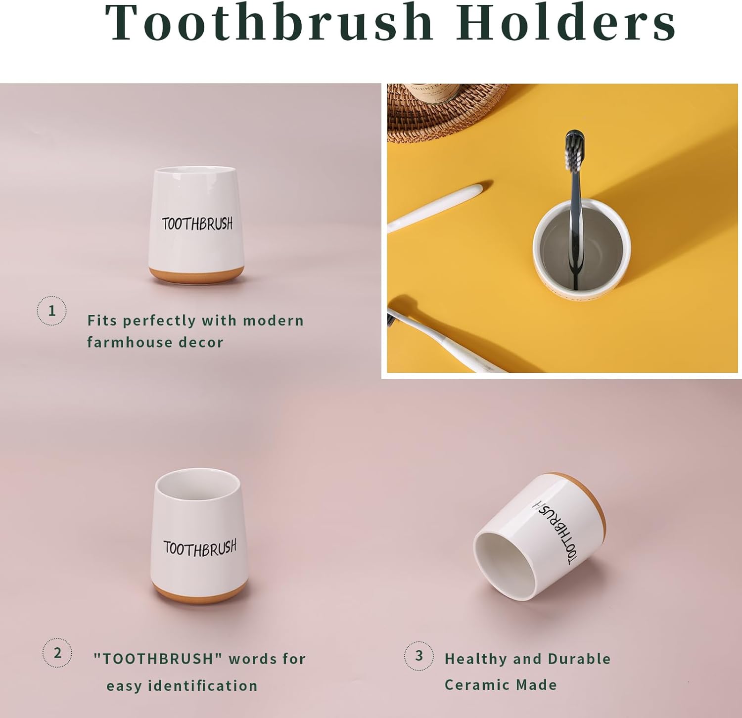 Elegant Ceramic Toothbrush Holder for Home Kitchen