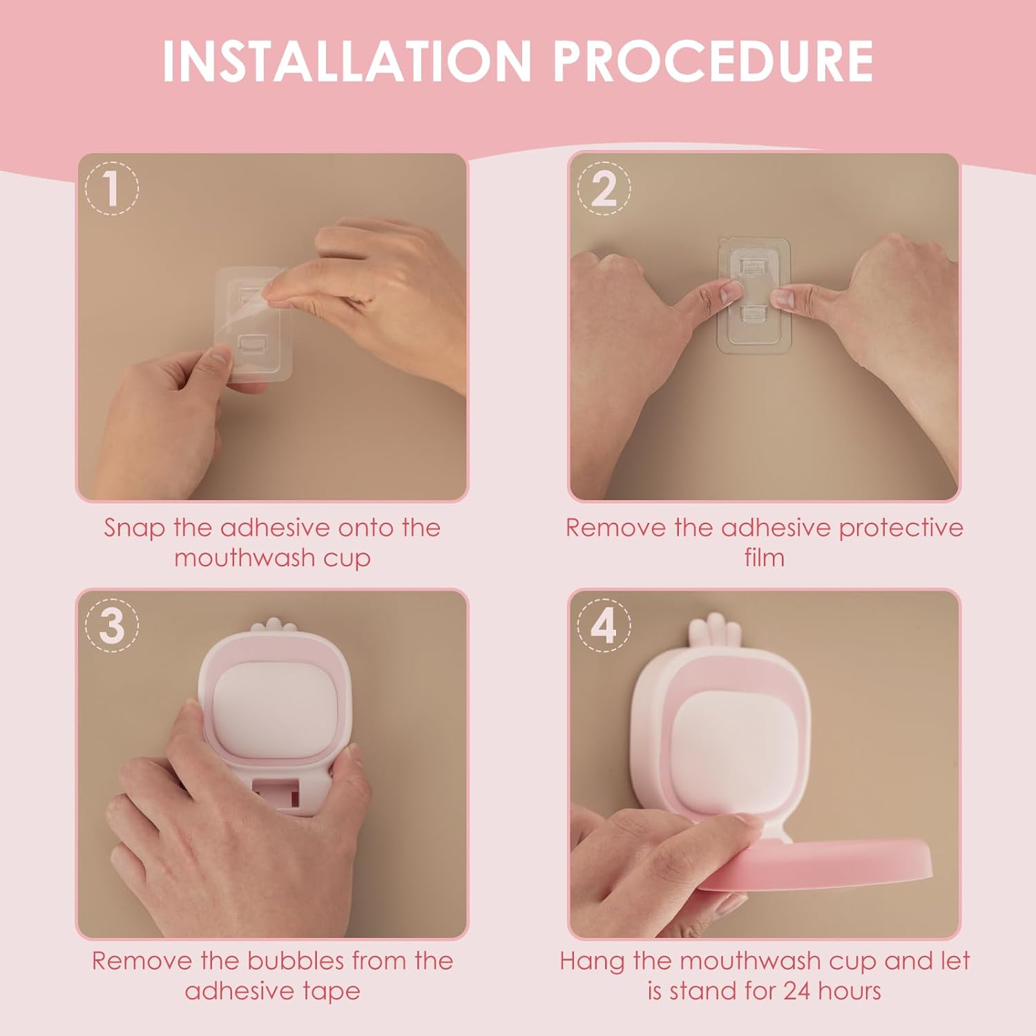 Durable Pink Toothbrush Holder WallsMounted
