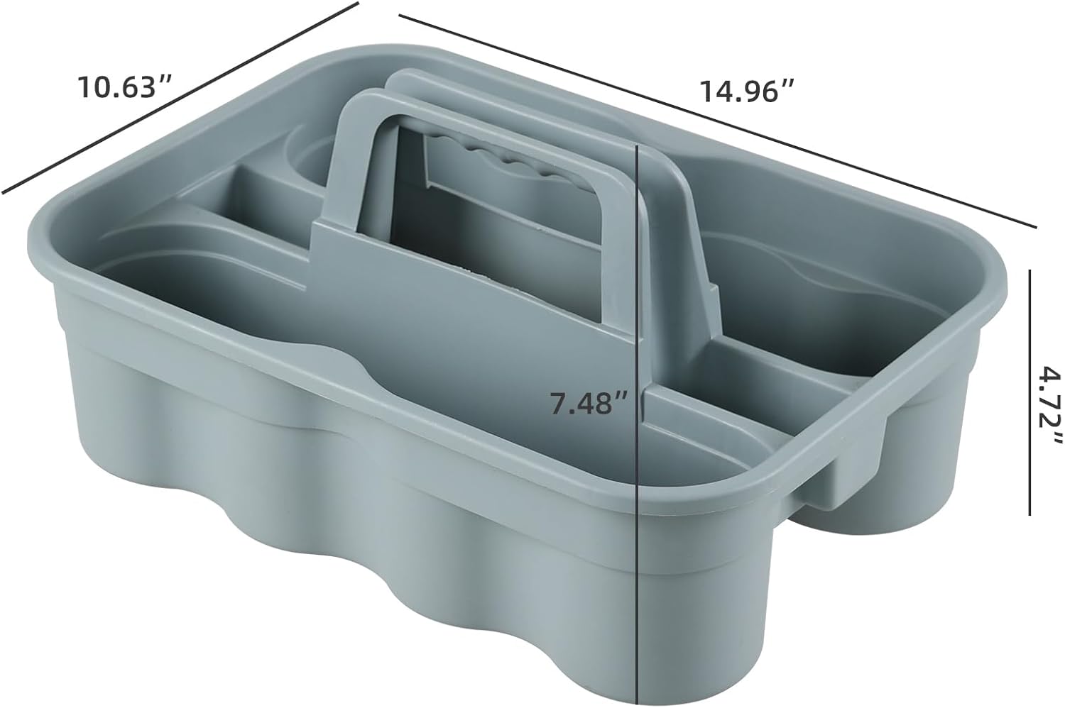 4-Pack 2-Compartment Plastic Cleaning Caddy Grey with Handle