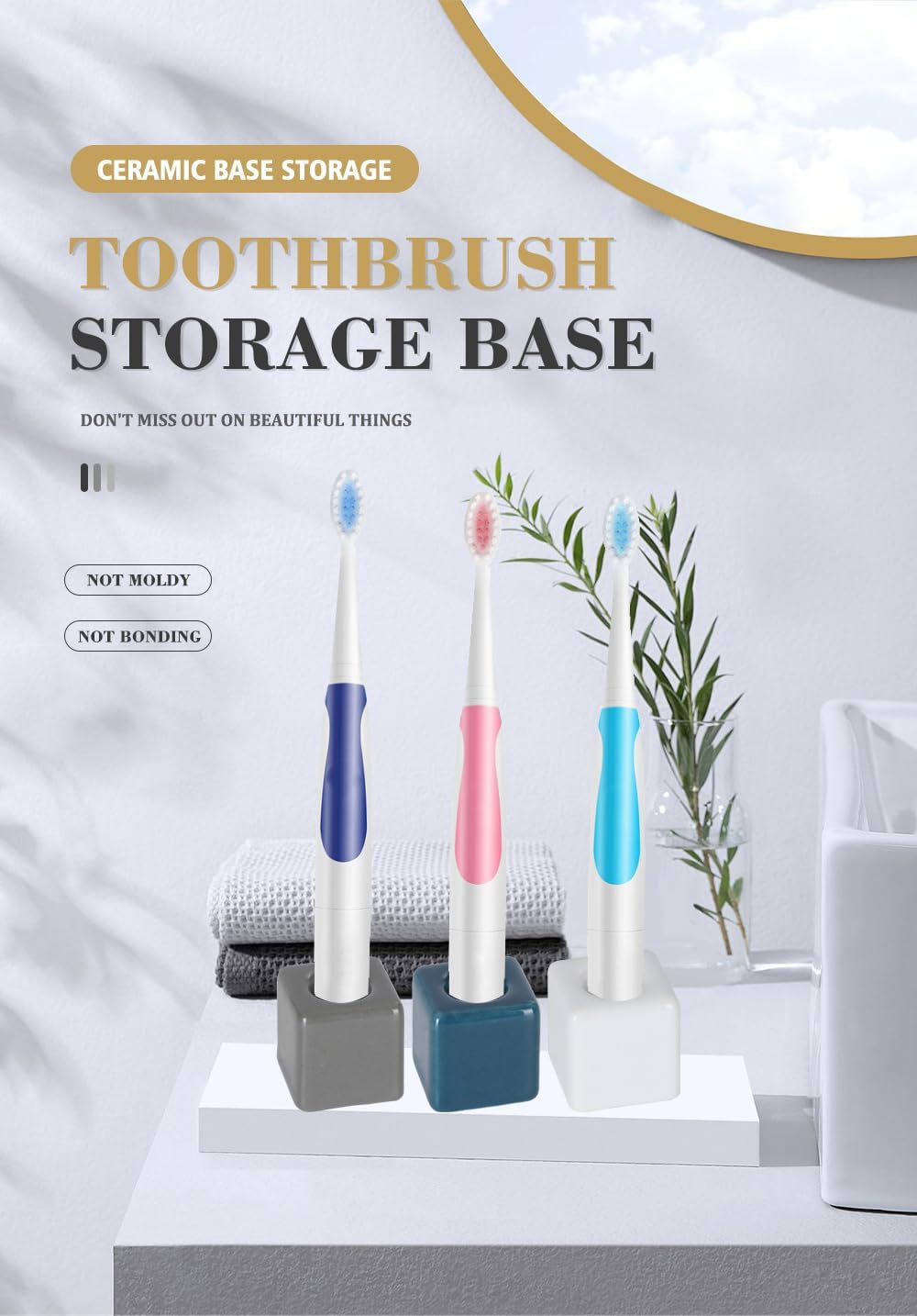 Sleek Mini Ceramic Toothbrush Holder Stand