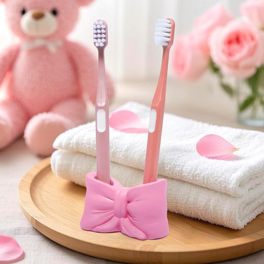 Cute Bowtie Holder Multifunctional Nightstand Organizer for Toothbrushes Pens