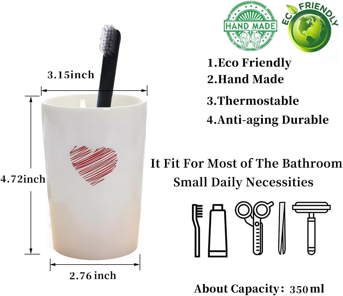 White Ceramic Tumbler Cup for Bathroom Toothpaste Holders