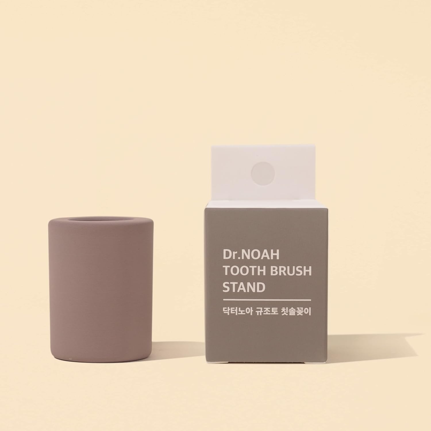 Dr NOAH Ceramic Toothbrush Holders 2-Pack - Pink Beige Chocolate Brown