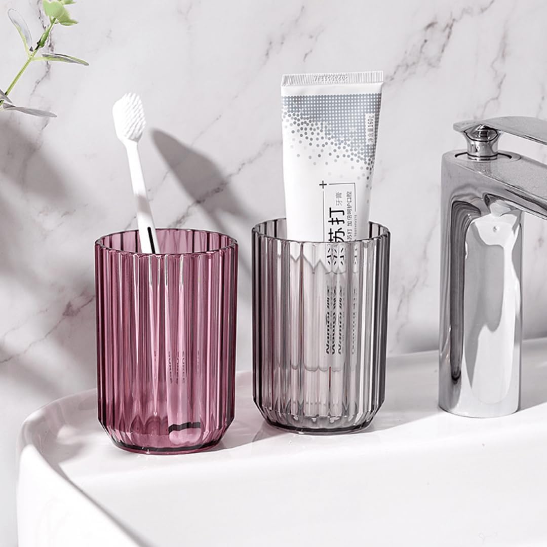 2Pack Toothbrush Cup Holder Set with Blue and Pink Tumbler
