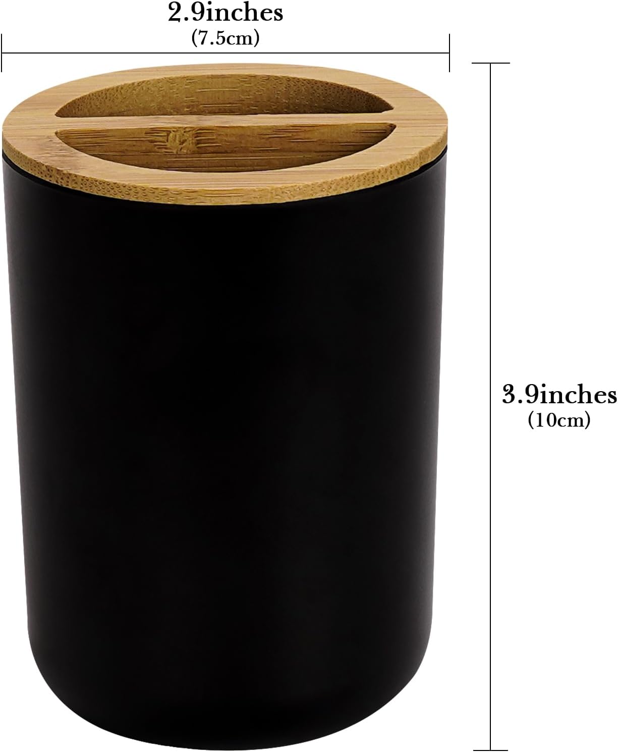 Round Wooden Toothbrush Holder Black Durable