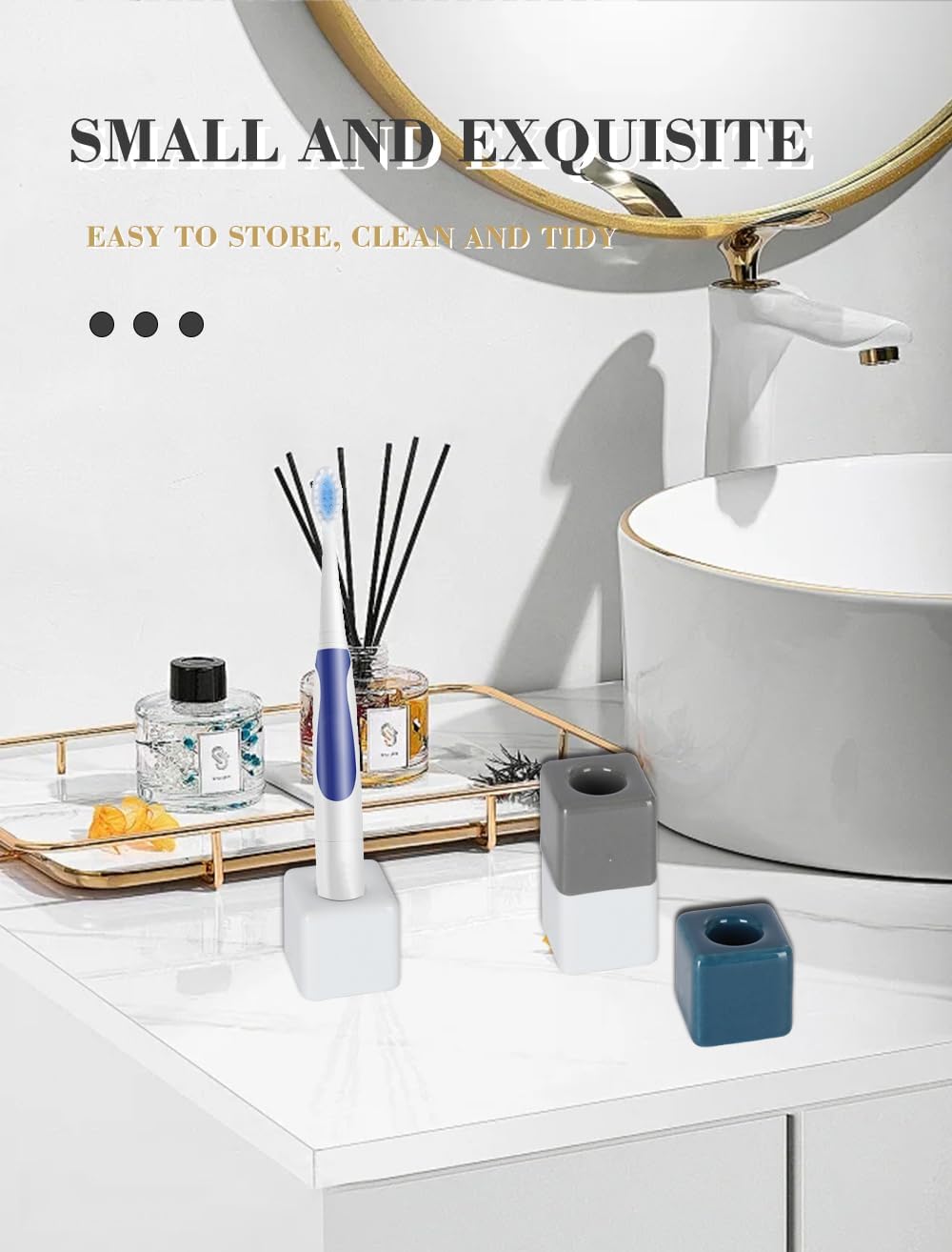 Sleek Mini Ceramic Toothbrush Holder Stand