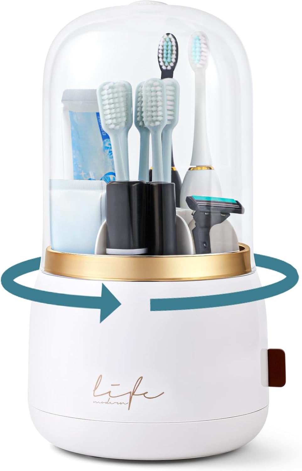 Premium Rotating Toothbrush Holder with Drainage for Space-Saving Storage