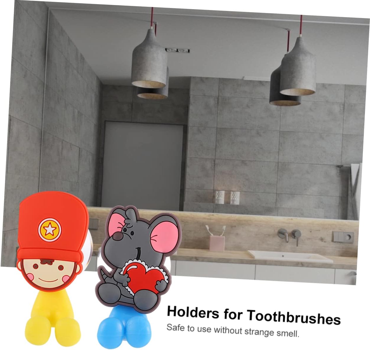 3-Piece Cartoon Suction Toothbrush Holder for Kids in the Bathroom