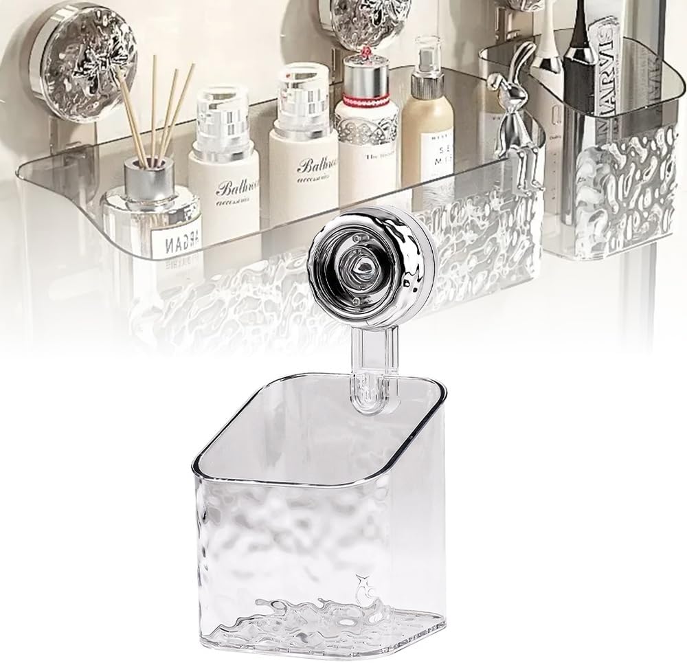 Greraes Clear Acrylic Shower Caddy Suction Cup Shelf