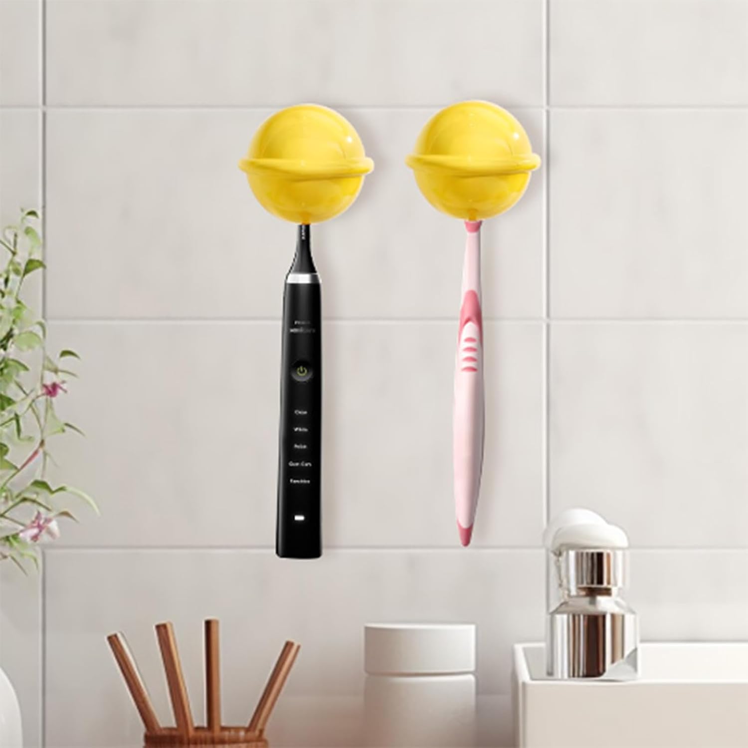 Keep Your Toothbrushes Neat Clean With These Wall-Mounted Holders Blue Yellow