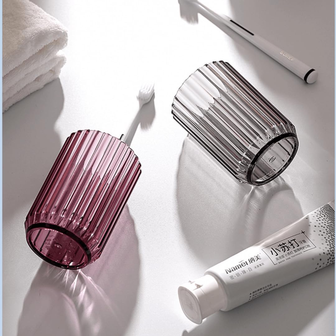2Pack Toothbrush Cup Holder Set with Blue and Pink Tumbler