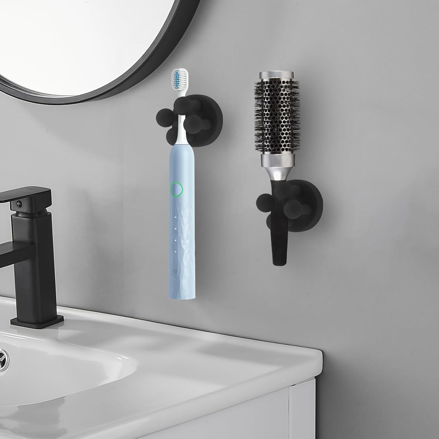 6-Piece Silicone Self-Adhesive Toothbrush Razor Holders Bathroom Kitchen Organizer