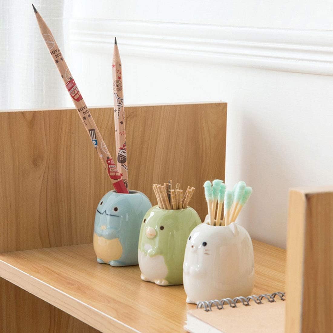 GARASANI Mini Ceramic Tooth Brush Holder for Kids Toothpick Stand White Design