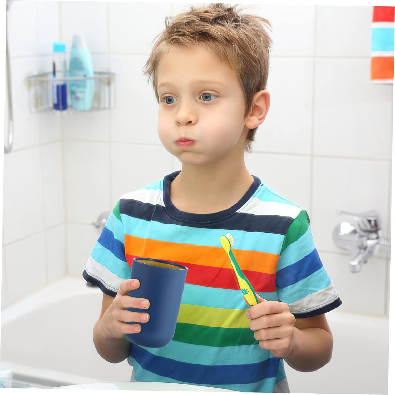Compact Durable Stylish 4 Pcs Toothbrush Cup for Bathroom RVs White