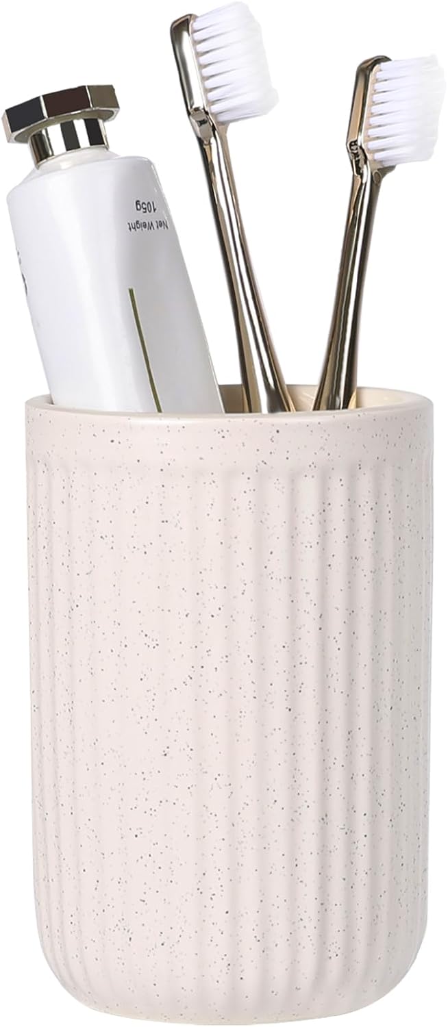 BosilunLife Ceramic Toothbrush Holder - 12oz Beige