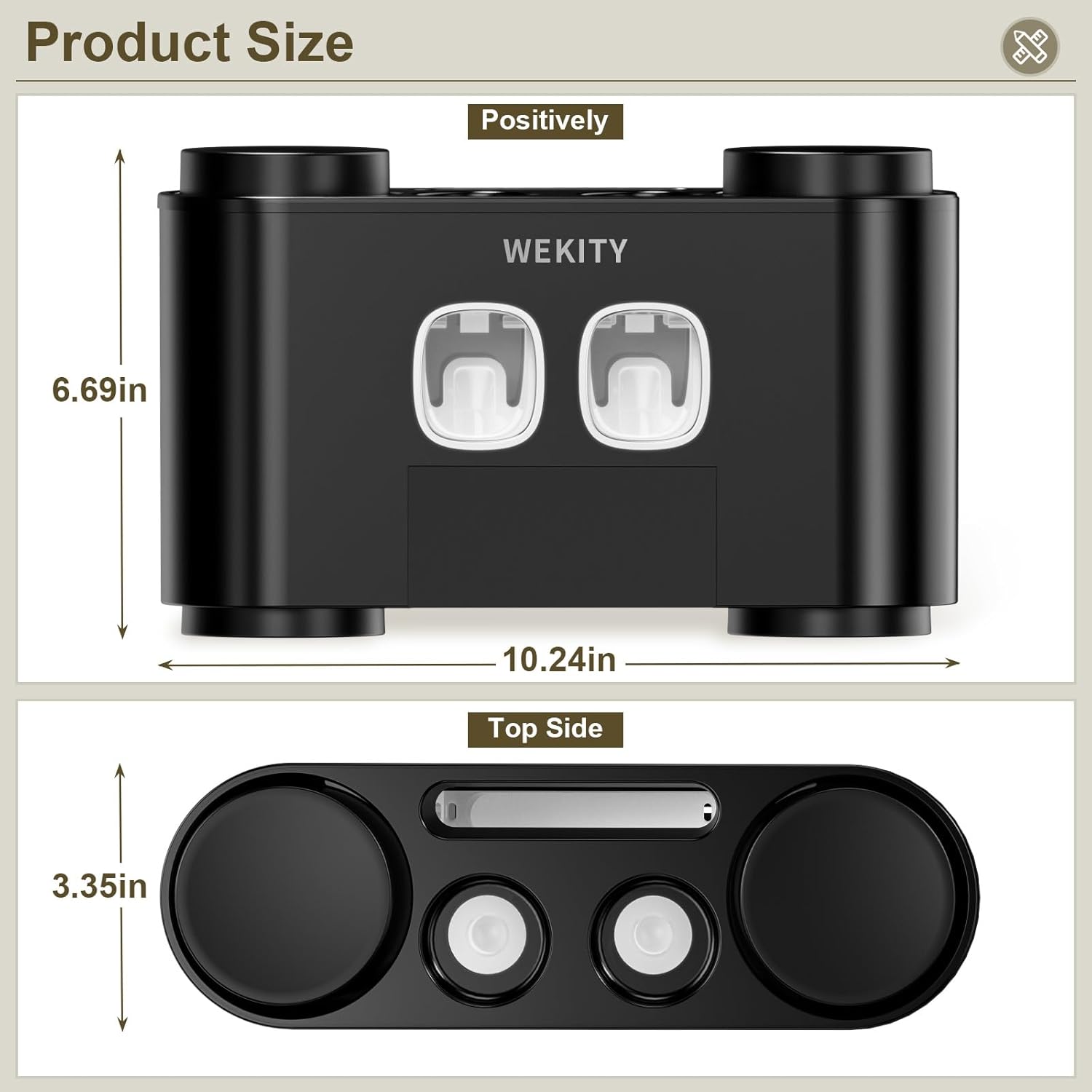 Wekity Wall Mounted Toothbrush Holder with Squeezers and Cups