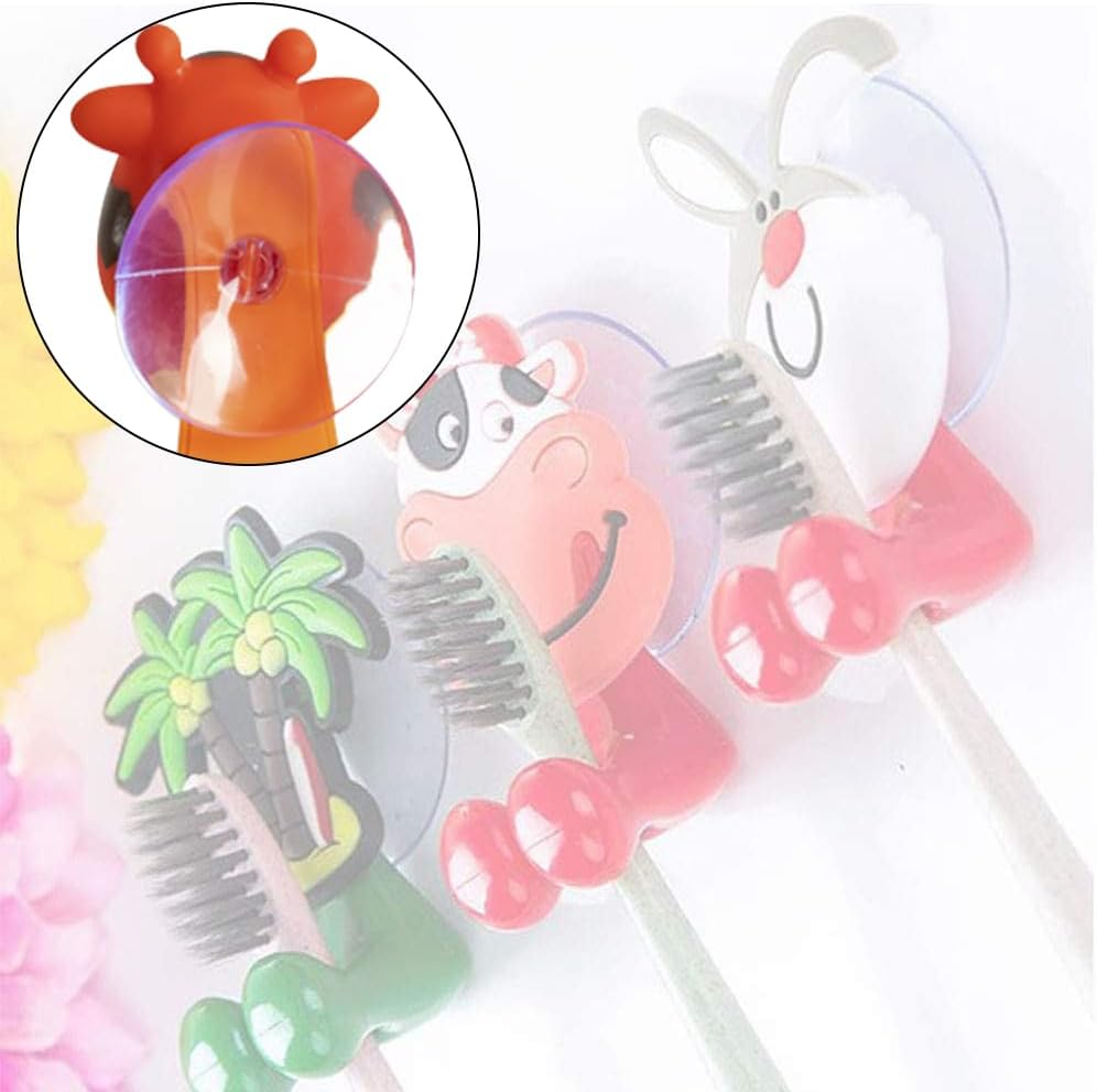 Cute Animal Toothbrush Holder for Kids with Suction Cup 9 Pack