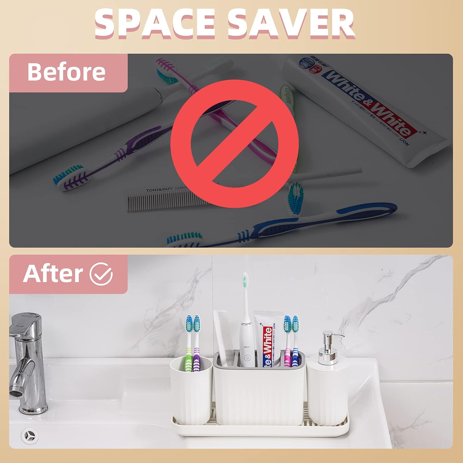 VITVITI Plastic Toothbrush Holder Set for Bathroom Organizer